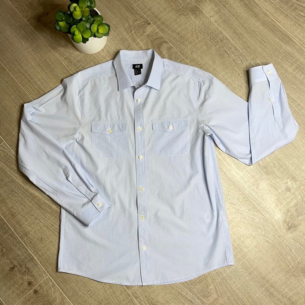 H&M Blue Long Sleeve Button Down Dress Shirt